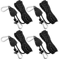 Cordes de tente réfléchissantes, cordes à cliquet réglables pour camping, parasols, auvents, lot de 4, 4 mm x 4 m, noir