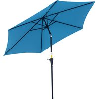 Sombrilla de Jardín Ø260x235 cm Parasol de Jardín Reclinable con Manivela Poste Desmontable de Aluminio 6 Varillas Azul