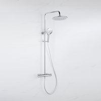 Fortifura Calvi Ensemble de douche pluie - thermostatique - douche principale de 30 cm - flexible lisse - douchette ronde - chrome