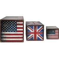 Boxenset 3-teilig Flaggen USA GB Boxen Aufbewahrung Spannverschluss stapelbar BHP B990096