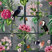 Arthouse Cuban Tropicana Multicoloured Floral Wallpaper Birds Flowers Botanical