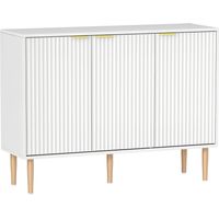Aparador de Salón con Estante Ajustable Aparador de 3 Puertas Acanaladas 107x35x80 cm Blanco