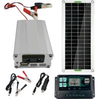 Kit Panneau Solaire 200 W - Chargeur Batterie 12 V vers 220 V - Régulateur 100 A - Pour Van Aménagé Bateau Abri - 1 Pièce