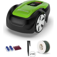 Paquete de robot cortacésped Optimow M GREENWORKS - para 500m2 - 100m de cable, 100 estacas y conectores