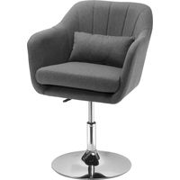 Fauteuil pivotant réglable en hauteur polyester aspect lin structure métallique gris foncé 60x60x79-91 cm