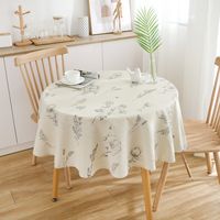 Nappe ronde beige imprimée de 150 cm pour tables rondes, tables à manger
