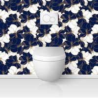 Crédence adhésive WC - Fleurs - 90x90 cm - Adhésif + Protection BRILLANTE