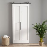 HOMCOM puerta corredera con herrajes puerta plegable corredera con acabado personalizable tirador fácil montaje para baño salón 90x210 cm blanco