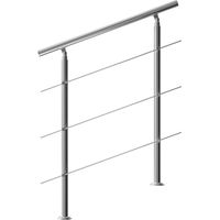Monzana – Rampe d'escalier en acier inoxydable 80/100/120/150/160 cm – Main courante 42 mm – 3 traverses – Résistante aux intempéries