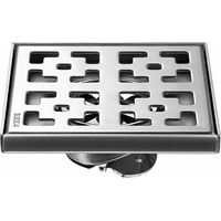 Canaletta di scarico per doccia quadrata in acciaio inox con scarico anti-intasamento di grosso calibro 15X15cm