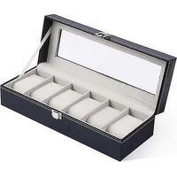 Watch Box With 6 Compartments Watch Box Storage Box With Glass Lid