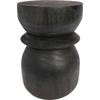 Tabouret en bois ø28cm - Noir - BIKKEL