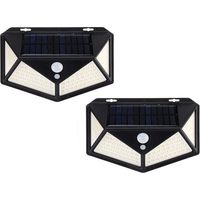 Pz Lampada Solare Esterno Giardino Faretto Fotovoltaico Sensore Luce 114 Led Faro