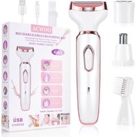 Épilateurs pour femmes, épilateur 4 en 1 pour le visage, tondeuse pour le visage, les sourcils et le nez, adapté à tous les types de peau, têtes amovibles et lavables