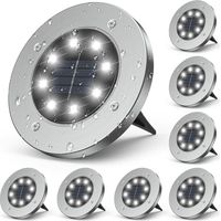 Lot de 8 lampes solaires de jardin d'extérieur, lampes solaires d'extérieur, 8 lampes solaires LED d'extérieur, lampes solaires décoratives d'extérieur en acier inoxydable IP65 anti-poussière