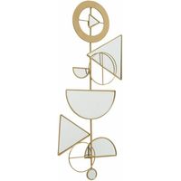 Decorazione murale oro soggiorno murale retro specchio design appeso a parete arte geometrica rilievo, cerchi triangoli, ferro, LxA 40x91 cm