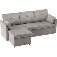 Canapé multifonctionnel convertible avec rangement Velours Gris Clair 206x108x66 cm ZIPSOFA