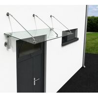 BuyLando (3STR) 200x90 cm Klarglas Glasvordach inkl. Edelstahlhalter gebürstet