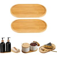 Two bamboo bathroom trays - suitable for bathrooms and kitchens, can be used as breakfast trays and decorative trays - 17.4 cm 8.8 cm