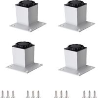 Furniture Leg, Set of 4 Metal Adjustable Furniture Leg, 68x68x50mm Square Adjustable Leg, Height Adjustable 0-15mm, for Sofa, Table and Cabinets