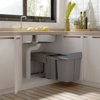 40-Liter-Auszugsmülleimer mit 3 herausnehmbaren Recyclingbehältern (2 x 10 l und 1 x 20 l) – grau