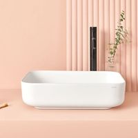 Lavabo sobre encimera rectangular en cerámica CATANIA blanco 50 x 40 cm Blanco brillante
