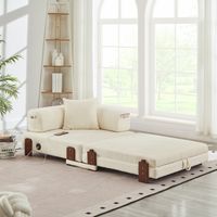 AMXCNOY 2-in-1 Folding Sofa with Sleep Function & USB/Type C Port & Storage, Compact Sofa Bed with Armrests for Small Spaces, Guest Room & Loft - Beige