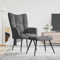 vidaXL Relaxing Chair with a Stool Dark Grey Velvet
