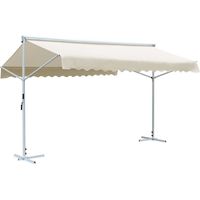Auvent sur pied, Store Banne, Store double pente manuel 4x3 m Crème LKOWF75315