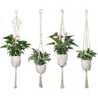 Suspension Corde Macramé - 104 cm - Pour Pot de Plante Intérieur Extérieur - Lot de 4