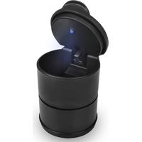 Cendrier de voiture avec couvercle et lumière LED, compatible avec les porte-gobelets Cendrier de voiture cylindrique portable avec indicateur LED bleu, compatible avec les voitures, les camions et a