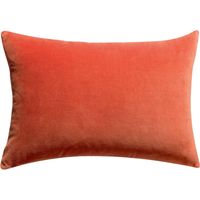 VIVARAISE - Coussin décoratif Elise - Vivaraise - Coton velours marmelade et chambray, 40 x 65 cm