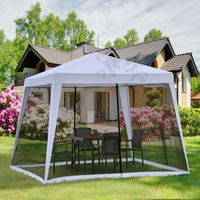 Gazebo da giardino 3x3m con zanzariera, impermeabile e resistente al vento per feste, grigio