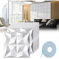 TolleTour Panneaux Muraux 3D Diamant Blanc 30×30 cm PVC avec Adhésifs – Décoration Moderne