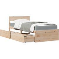vidaXL Lit avec tiroirs et matelas 90x190 cm bois massif de pin