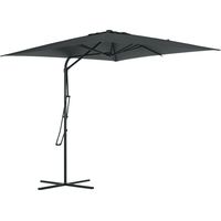 Ombrellone portatile quadrato 2,5 x 2,5 m, ombrellone da giardino per esterni con protezione UV, base a croce inclusa, grigio scuro.