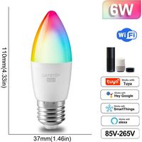 Lampes de croissance pour plantes Ampoule LED intelligente RGB (C37 6W E27, 85-265V) à intensité variable Tuya Light Wifi Magic Lamp, compatible avec Alexa et Google Home