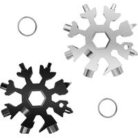 18-in-1 Multitool per fiocchi di neve, strumento portatile in acciaio inossidabile, potente e versatile, ideale per viaggi, campeggio, avventure e uso quotidiano, 2 pezzi, argento/nero