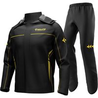 Tenue de pluie moto imperméable homme femme, veste et pantalon cyclisme avec sac de rangement - XXXL - Noir