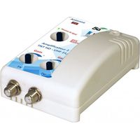 Amplificateur TV 2 sorties – Gain 29 dB – Bande passante 470 à 694 MHz – LED de réglage pour qualité optimale – Elap