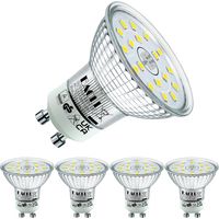 Ampoules LED GU10 Blanc Froid, 4.9W Équivalent Halogène 75W, Lot de 4, 6000K 585 Lumens Éclairag sans Scintillement, Large Faisceau 120° Spot, Non Dimmable AC 230V Lampe à Réflecteur