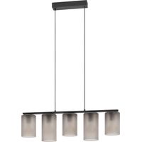 Lampe suspendue à 5 lumières Colomera Ø 12cm - verre dépoli fumé - 901163