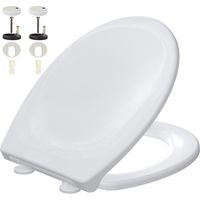 Abattant WC, Siège de Toilette avec Frein de Chute et Charnière Réglable, Fermeture en Douceur, Démontage Rapide, Facile à Nettoyer, Polyéthylène, O Forme, Blanc