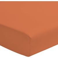 Drap housse percale de coton orange 160x200 cm bonnet 30 cm