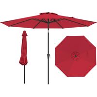 Ombrellone da esterno 303 cm, ombrellone da esterno con baldacchino doppio e manovella, inclinazione a pulsante, 8 stecche, per patio, rosso