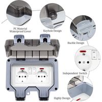 Ahlsen Prise Exterieure Etanche IP66 Double Prise de Courant et Volet de Protection Multiprise Electrique Murale de Jardin, Prise Anti-Poussière et Coupe-Vent avec Interrupteur, Voyant Lumineux