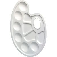 Palette de peinture en plastique ovale blanche,Palette de peinture à l'huile,Palette de peinture,Blanc