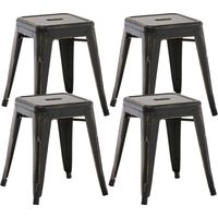 Lot de 4 tabourets bas au style industriel Armin en métal Noir-Or