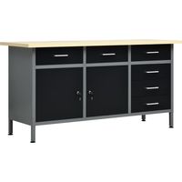 Vidaxl – Établi modulable noir 160x60x85 cm – Acier robuste – Capacité de charge 500 kg – 6 tiroirs avec roulements à billes