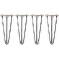 4 Gambe per Tavolo a Forcina SkiSki Legs 30,5cm Acciaio Naturale 3 Rebbi 12mm